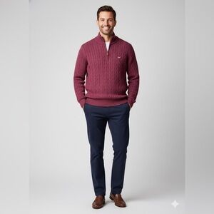 Vineyard Vines Wool/Cashmere Blend Cable Knit 1/4 Zip Sweater Size L